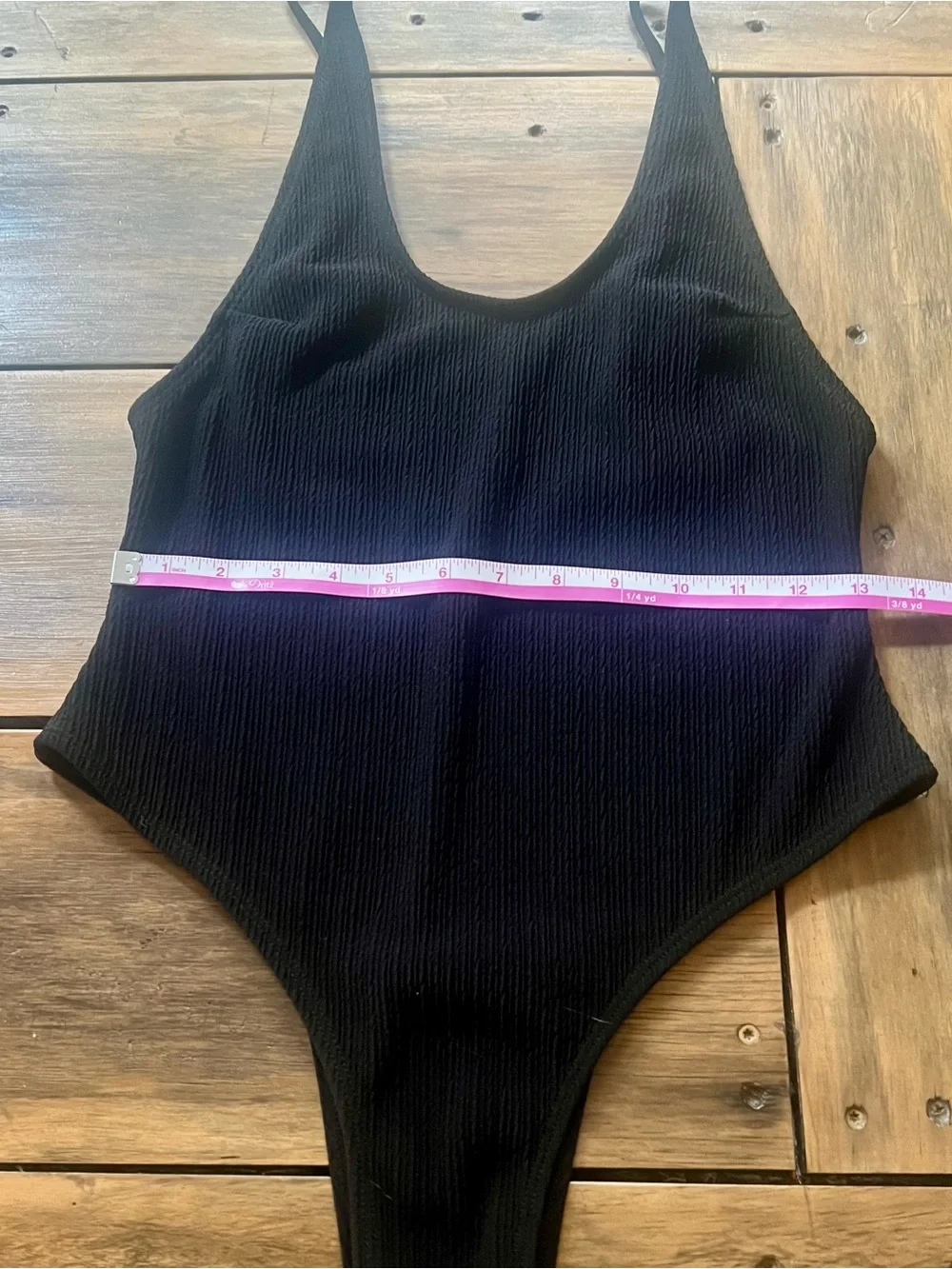 Black Ribbed One-Piece Swimsuit-small